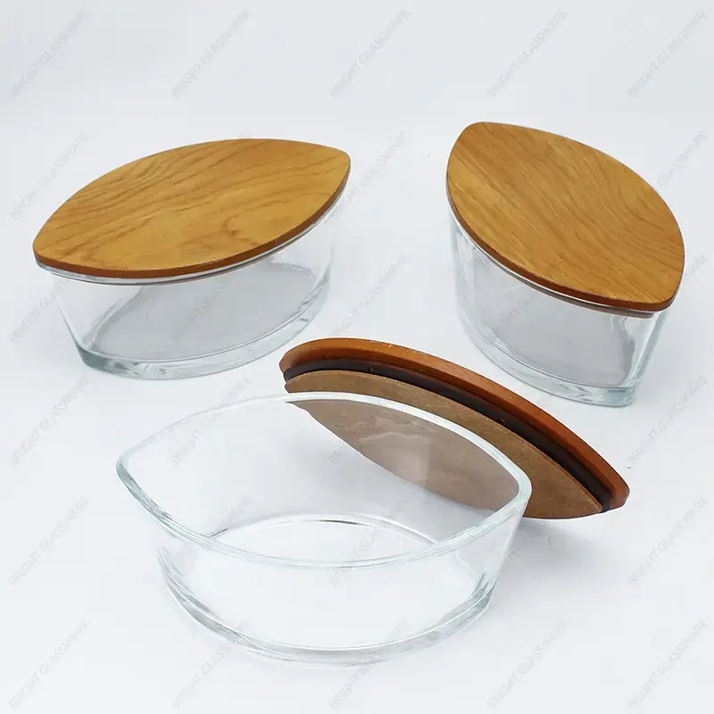 Oval Boat Shape Candle Jar with Bamboo Lid